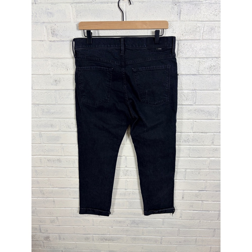 MOTHER Superior Scrapper Cuff Ankle Fray Jeans Womens 29 Whos Sorry Now Black - Picture 2 of 15
